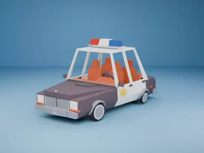 Low Poly Police Car Stylized 3D Model Low-poly 3D model