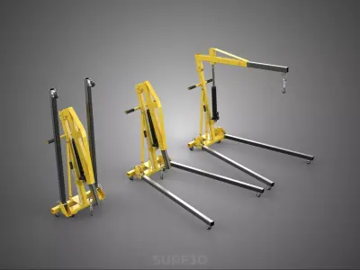 FOLDABLE COLLAPSIBLE FOLDING HYDRAULIC ENGINE CRANE HOIST LIFTER 3D model