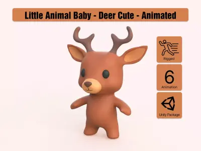 Little animal baby - Deer cute - Animated Low-poly 3D model