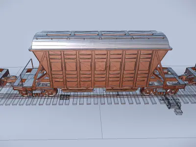 Railway Hopper Car vr1 Low-poly 3D model