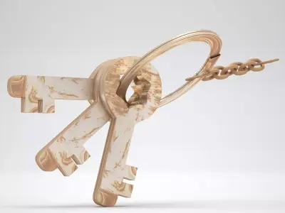Keychain with Rusty Keys 3D model
