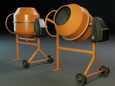 Portable Concrete Mixer PBR Low-poly 3D model