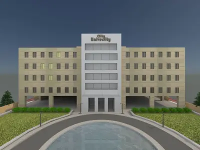 3D Architectural Complex Modern University Campus Low-poly 3D model