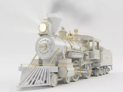 Classic Steam Train Low-poly 3D model