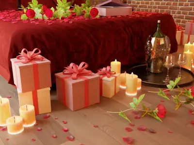 Valentines day Bedroom 3D model