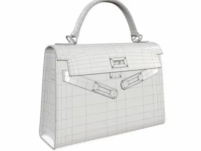 Hermes Kelly Bag Purple Crocodile Low-poly 3D model