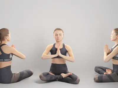 Woman in lotus pose 298 Low-poly 3D model