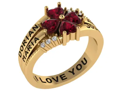 Personalized 4 Stone Mothers Ring Set Sizes 5 to 12 3D print model