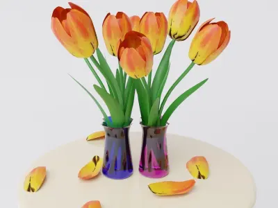 Tulips Low-poly 3D model