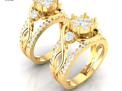 Floral Crown Twist Engagement Ring 3D print model