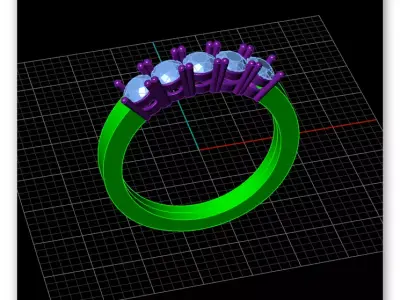 five diamond engagement jewelry ring  3D print model