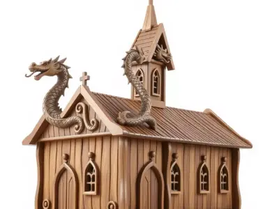 Medieval Dragon Church model pack Low-poly 3D model