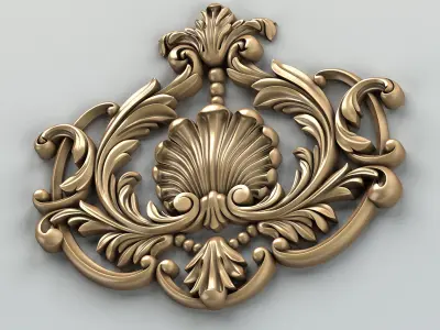 Carved decor central 001 3D model