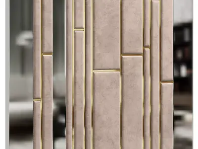 Panel mirror with gold stripes 3D model
