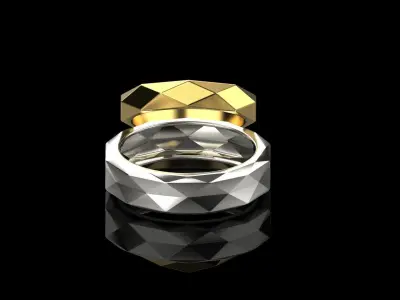 Wedding ring faceted  28 3D print model