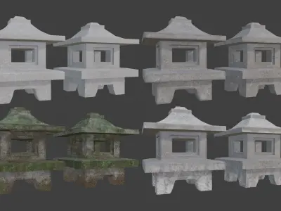 Pagoda Stone Statue Low-poly 3D model
