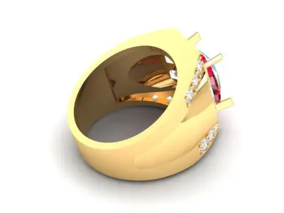 Luxury Cushion Ruby and Diamond Ring for Men 190 3D print model