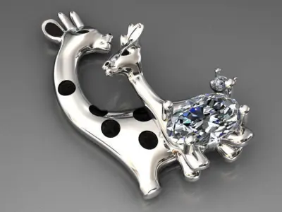 giraffe family 3D print model