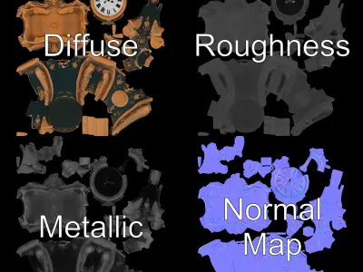 Antique Ornate Clock Model Pack Low-poly 3D model