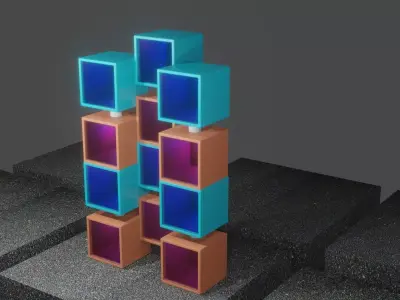 Blocky Apartments Low-poly 3D model