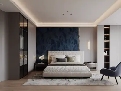 three bedroom interior scenes 3D model