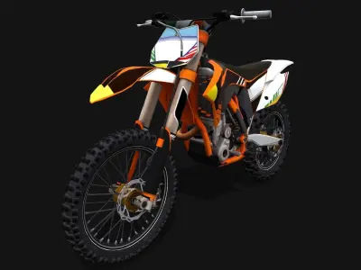 Motorcycle 3 orange and dirt bike Low-poly 3D model