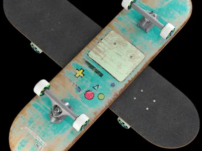 Skateboard cortoon set 3D model