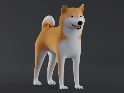 Dog Shiba Inu Low Poly Model Game AR VR Low-poly 3D model