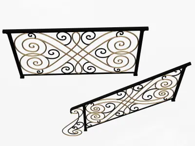 Forging Iron Forged Balcony Railing 05 Low-poly 3D model