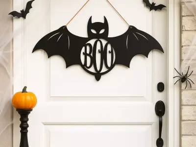 Bat Halloween Sign - Bat Boo - Scare - Wall - Door Hanger 3D print model