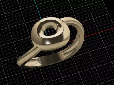 O alphabet bypass shell hallow ring 3D print model