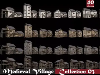 Medieval Village Collection 03 - 4K Textures Game Ready Low-poly 3D model