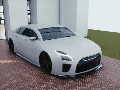 BLENDER EEVEE Brandless Small 4 door sedan Low-poly 3D model