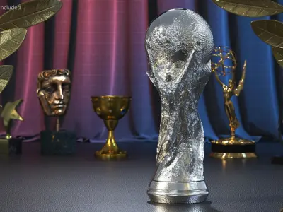 Silver Football Cup Trophy 3D model