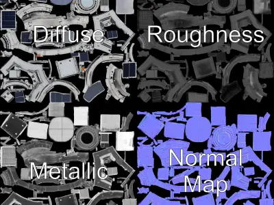 Space Satellite Module D Model Pack Low-poly 3D model