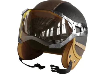 Moto helmet leather 02 3D model