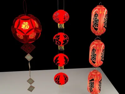 Chinese red lantern 3D model 50