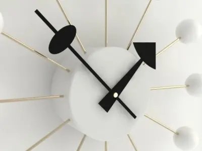 Ball Wall Clock white 3D model