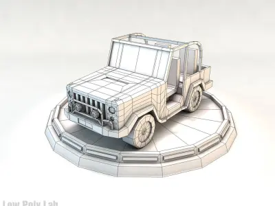 Cartoon Car Jeep Low-poly 3D model