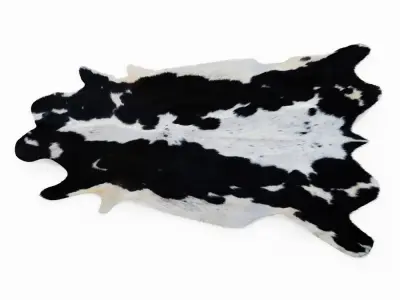 Cowhide Black and White Spotted Rug 3D model