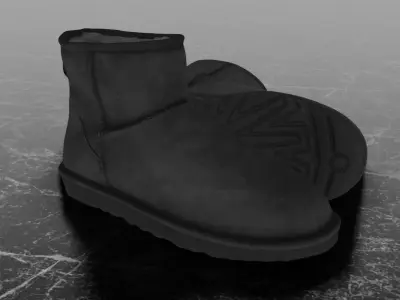 UGG - BLACK 3D SHOES BOOTS Low-poly 3D model