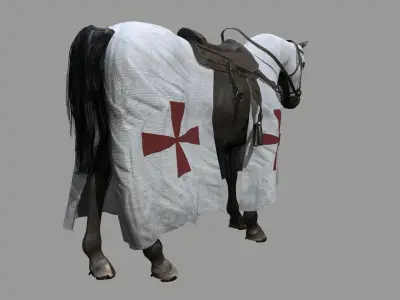 Crusader Horse Low-poly 3D model