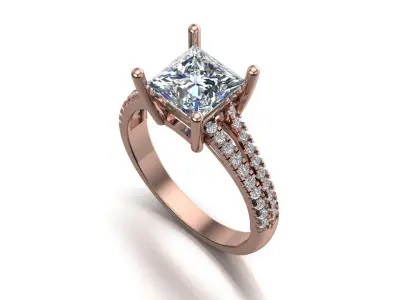 princess engagement ring 3d model printable model 3D print model