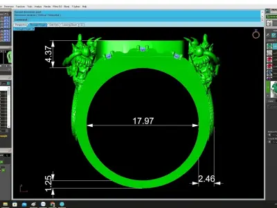 Luxury Letter Q Dragon Signet Ring 3D Model for Men Jewelry 4398 3D print model