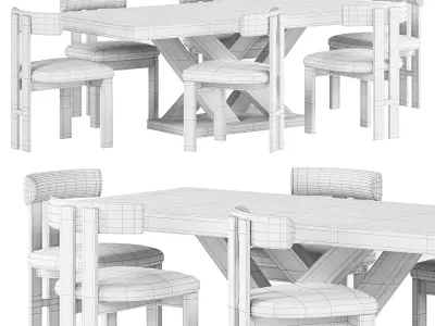 Milanese Luxury Dining Room Table  Hygiea Chair 3D model