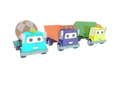 collection of cars Low-poly 3D model