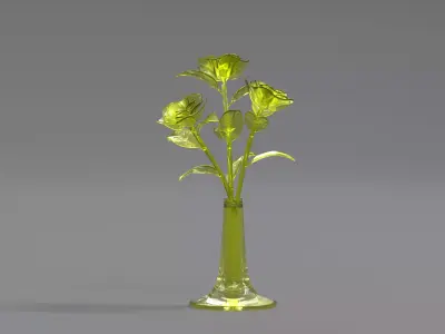 Glass Flower Showpiece Yellow 3D model