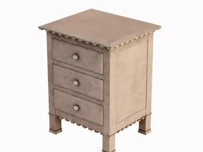 Old Wooden Dresser 04 Low-poly 3D model