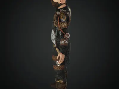  Steampunk rigged character Low-poly 3D model