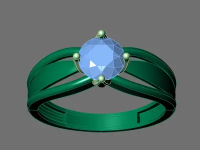 Womens Rings With Stone Ring Ready STL 3DM Models Rings women 3D print model 2